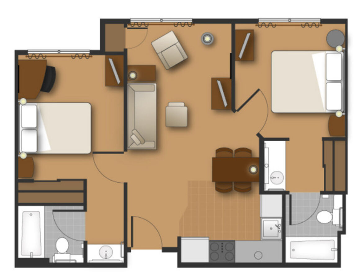 Grundriss - Suite mit 2 Schlafzimmern